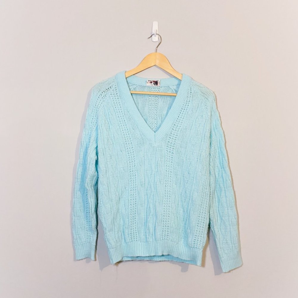 🌿 Vintage | Mint Cable Knit Sweater